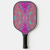 Trippy Pink, Aqua en Magenta Abstracte Butterfly Pickleball Paddle (Voorkant)