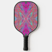 Trippy Pink, Aqua en Magenta Abstracte Butterfly Pickleball Paddle (Achterkant)