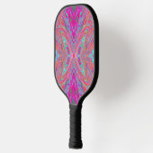 Trippy Pink, Aqua en Magenta Abstracte Butterfly Pickleball Paddle (Links)
