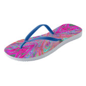 Trippy Pink, Aqua en Magenta Abstracte Butterfly Teenslippers (Schuin)