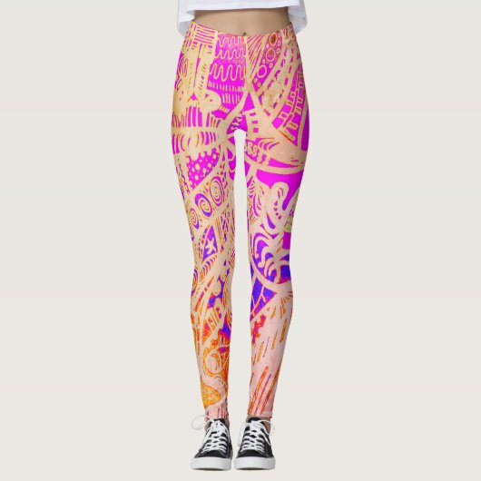 Trippy Pink Boho Leggings (Voorkant)