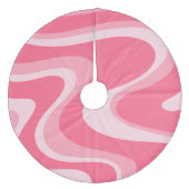 Trippy Pink Retro Abstract Swirlpatroon Fleece Kerstboom Rok (Voorkant)