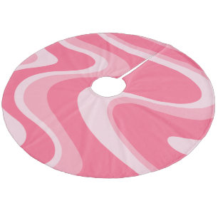 Trippy Pink Retro Abstract Swirlpatroon Fleece Kerstboom Rok