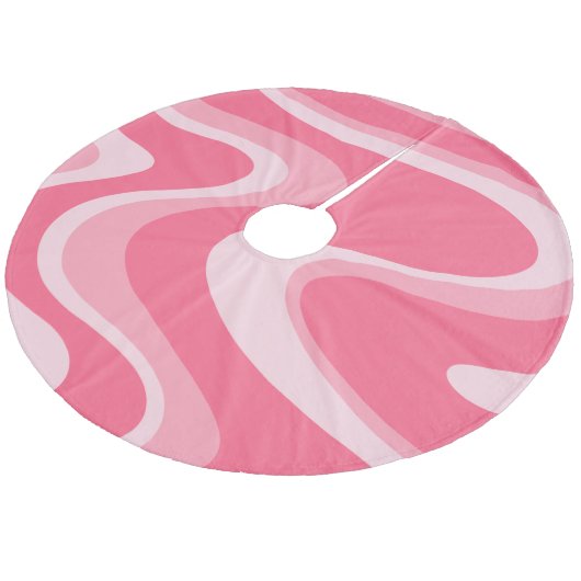 Trippy Pink Retro Abstract Swirlpatroon Fleece Kerstboom Rok (Gekanteld)