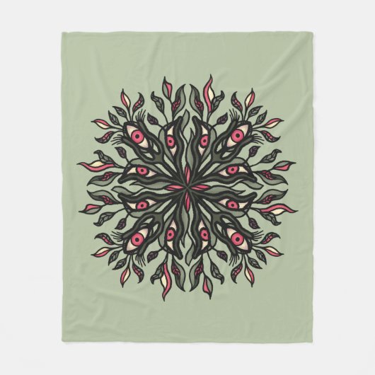 Trippy Planten en oogjes - Psychedelische Botanisc Fleece Deken (Voorkant)