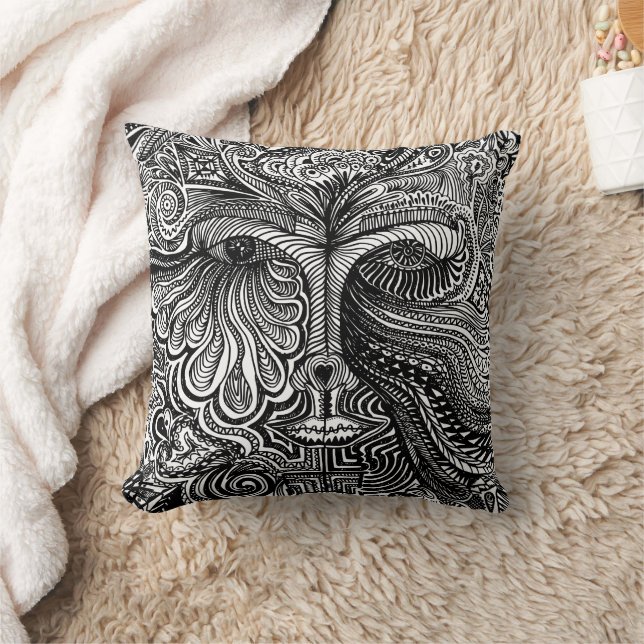Trippy Portrait Sierkussen (Deken)