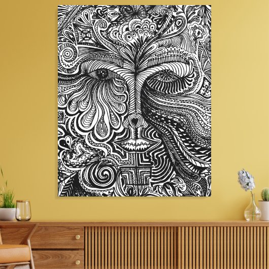 Trippy Portret Canvas Afdruk (Insitu (Woonkamer))