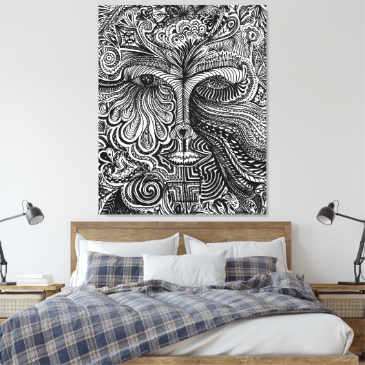 Trippy Portret Canvas Afdruk (Insitu (Slaapkamer))