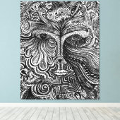 Trippy Portret Canvas Afdruk (Insitu (Houten vloer))