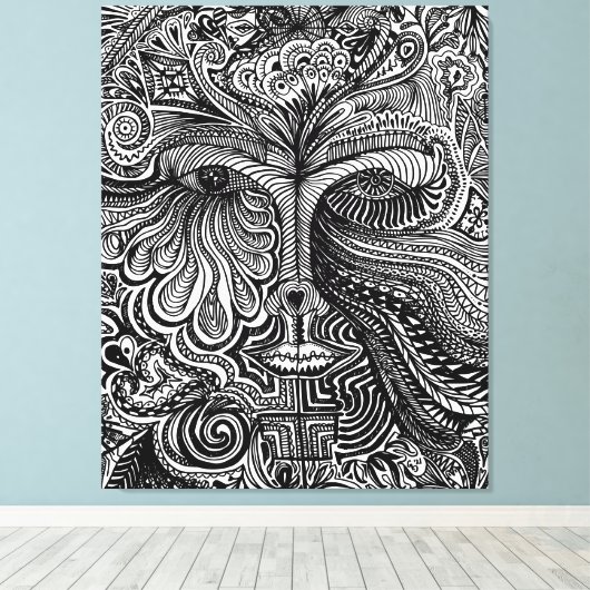 Trippy Portret Canvas Afdruk (Insitu (Houten vloer))