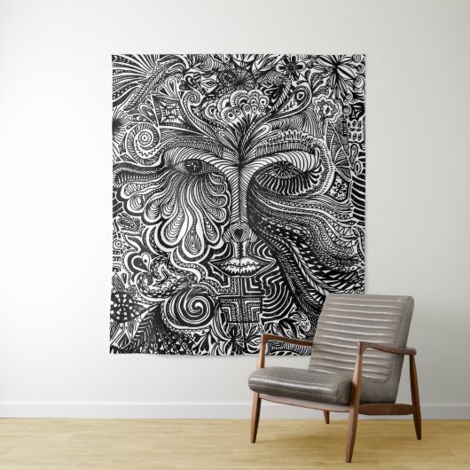 Trippy Portret Tapestry Wandkleed (In situ)