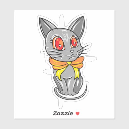 Trippy Posing Kitty Cat Illustratie Sticker (Vel)