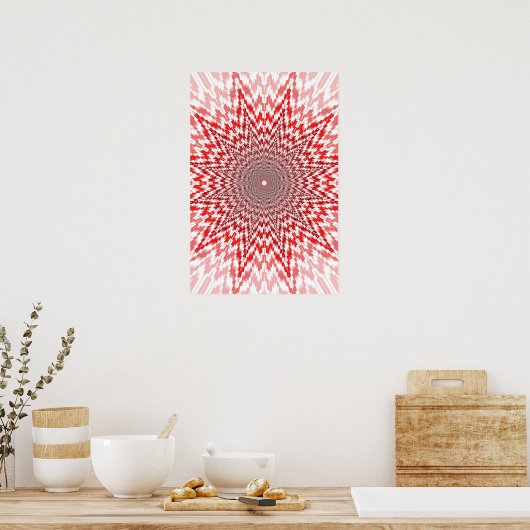 Trippy-Poster: Abstract rood Poster (Keuken)