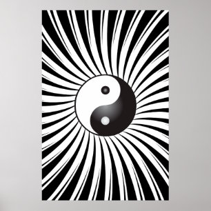Trippy-Poster: Yin Yang Symbol & Spiral Design Poster