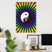 Trippy-Poster: Yin Yang Symbol & Spiral Design Poster (Thuiskantoor)
