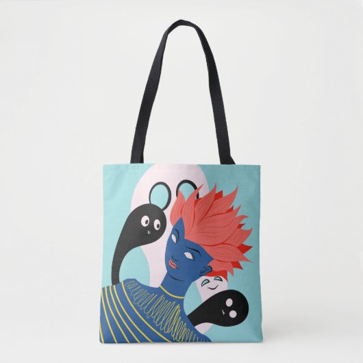 Trippy Psychedelic Alien Girl Tote Bag (Voorkant)