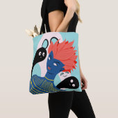 Trippy Psychedelic Alien Girl Tote Bag (Dichtbij)