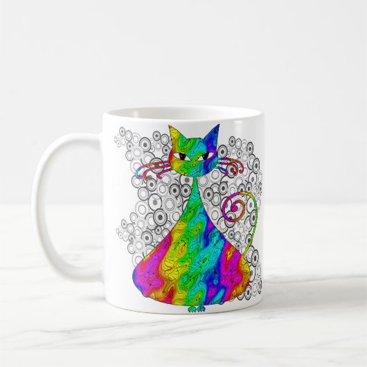 Trippy Psychedelic Cat Coffee Mugs Koffiemok (Links)