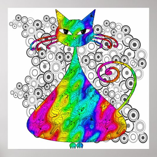 Trippy Psychedelic Cat Poster (Voorkant)