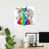 Trippy Psychedelic Cat Poster (Thuiskantoor)