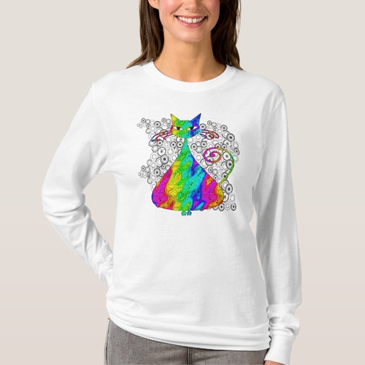 Trippy Psychedelic Cat Shirt (Voorkant)