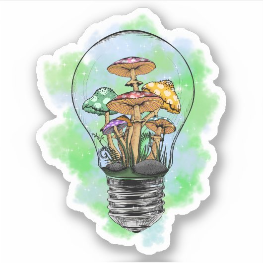 Trippy Psychedelic Earthy Mushroom Artwork Sticker (Voorkant)