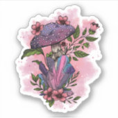 Trippy Psychedelic Earthy paddenstoelen Floral Art Sticker (Voorkant)