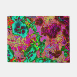 Trippy Psychedelic Emerald Green Flowers Deurmat