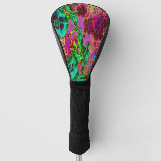 Trippy Psychedelic Emerald Green Flowers Golfheadcover (Voorkant)