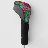 Trippy Psychedelic Emerald Green Flowers Golfheadcover (Schuin)