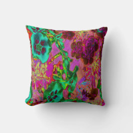 Trippy Psychedelic Emerald Green Flowers Kussen