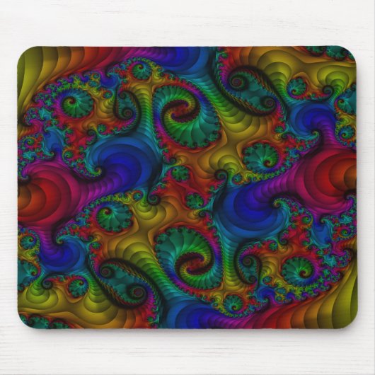 Trippy Psychedelic Fractal Rainbow Mousepad Muismat (Voorkant)