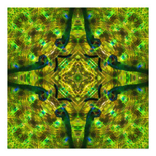 Trippy Psychedelic Geometric kaleidoscope Peacock Foto Afdruk