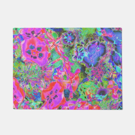 Trippy Psychedelic Hot Pink en Purple Flowers Deurmat (Voorkant)