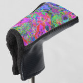 Trippy Psychedelic Hot Pink en Purple Flowers Golfheadcover (3/4 voorkant)