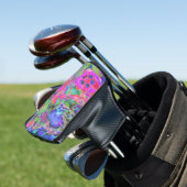 Trippy Psychedelic Hot Pink en Purple Flowers Golfheadcover (Insitu)