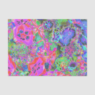 Trippy Psychedelic Hot Pink en Purple Flowers Tissuepapier