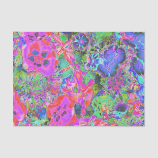 Trippy Psychedelic Hot Pink en Purple Flowers Tissuepapier (Voorkant)