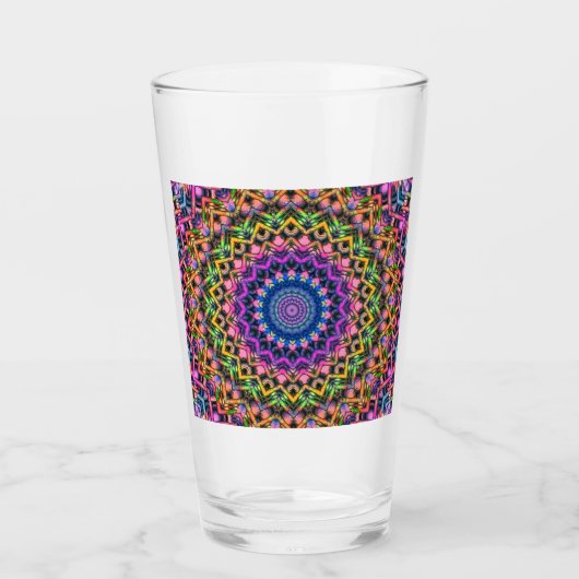 Trippy Psychedelic Kaleidoscope Glass Glas (Voorkant)