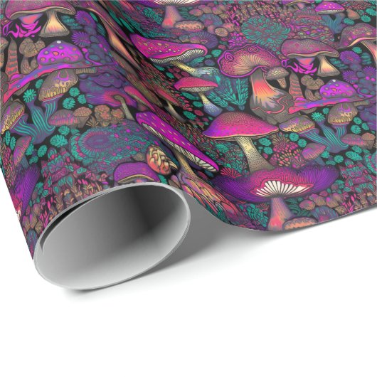 Trippy Psychedelic Mushroom Pattern Wrapping Paper Cadeaupapier (Rol Hoek)