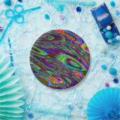 Trippy Psychedelic Paars Green Bold Print Party Papieren Bordje (Feest)