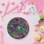 Trippy Psychedelic Paars Green Bold Print Party Papieren Bordje (Feest)