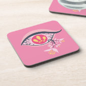 Trippy Psychedelic Pink Eye Floral Pastel Gothic Bier Onderzetter (Linkerzijde)