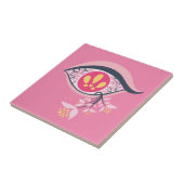 Trippy Psychedelic Pink Eye Floral Pastel Gothic Tegeltje (Zijkant)