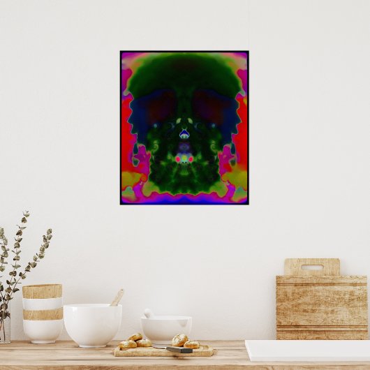 Trippy Psychedelic Skull Verborgen Afbeeldingen Po Poster (Keuken)