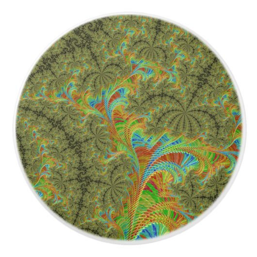 Trippy Psychedelic Spiral Fractal Art Keramische Knop (Voorkant)