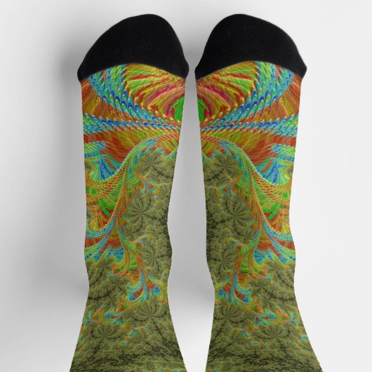 Trippy Psychedelic Spiral Fractal Art Sokken (Top)