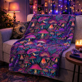 Trippy psychedelisch paddenstoelenpatroon sherpa deken