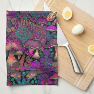 Trippy psychedelisch paddenstoelenpatroon theedoek