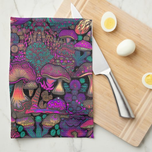 Trippy psychedelisch paddenstoelenpatroon theedoek (Quarter Fold)